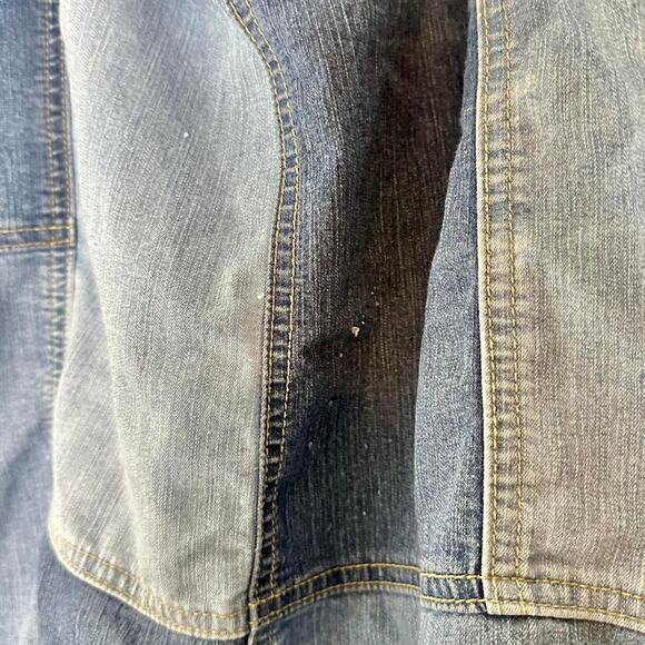 Vintage y2k Blair dark & light blue denim patchwork midi skirt - Picture 5 of 8